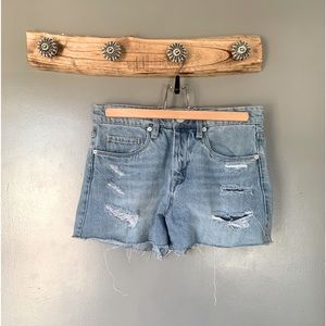 Blank NYC | Distressed High Rise Denim Jean Cut off Shorts